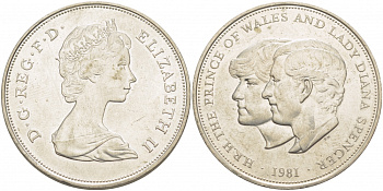Великобритания 25 пенсов 1981 Королевская свадьба принца Чарльза и леди Дианы, Елизавета II (1952-2022) KM 925, Spink 4229 медно-никель UNC 107-431