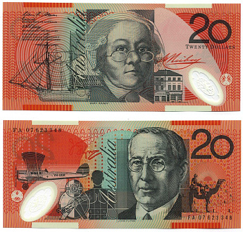 АВСТРАЛИЯ 20 ДОЛЛАРОВ 2007 СЕРИЯ FA, МЭРИ РЕИБИ И ДЖОН ФЛИНН МИНИСТР СЛУЖБЫ ЛЕТАЮЩИХ ДОКТОРОВ АВСТРАЛИИ, БИПЛАН Pick 59е пластик UNC (ПРЕСС) 8611-42-1