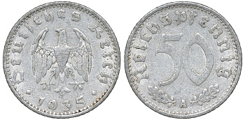 Германия 50 рейхспфеннигов 1935 A KM 87, J. 368 алюминий 4132-656