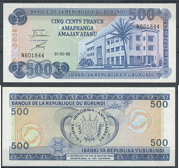 Бурунди 500 франков 1988 Pick 30 c бумага UNC (пресс) 7553-39-1-1