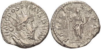 Римская Империя (императоры в Галлии) антониниан 260 - 269 Постум. IMP C POSTVMVS P F AVG / FELICITAS AVG, Фелицитата с кадуцием и рогом Изобилия, Колония Агриппины, Good Very fine RIC 58 биллон 1073-13-21