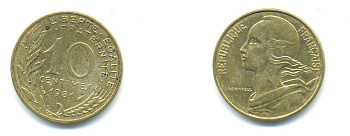 ФРАНЦИЯ 10 САНТИМОВ 1981 ТИП MARIANNE KM 929 медь алюминий никель 3999-1357