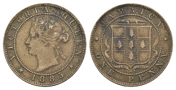 Ямайка 1 пенни 1885 Виктория (1837-1901) KM 17 медно-никель 1530-415