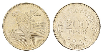 Колумбия 200 песо 2016 KM 297 медь цинк никель UNC 4686-454