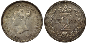 Великобритания 2 пенса 1845 Виктория (1837-1901) из Maundy Set Spink 3919, KM 729 серебро PROOFLIKE 1524-432