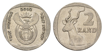 ЮАР 2 ранда 2002 KM 273 медь плакированная никелем 4626-1225