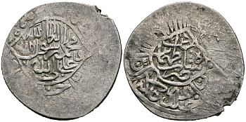 Иран, Сефевиды 1/2 шахи 1524 - 1576 Абу-л-Фатх Шах Тахмасп I, город Йезд, 2,82 гр Zeno 140865, A.2597 серебро 1073-1-7-1