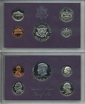 США официальный набор из 5 монет 1986 S, набор президентов, в пластике, оригинальная коробка, Кеннеди PROOF 00-00