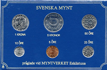 Швеция набор монетного двора из 6 монет 1981 в картоне, Карл XVI Густав (1973- ) KM MS19 UNC 7-5-7-235