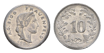 Франция игровой жетон в 10 франков 1950 диаметр 16 мм, вес 0,37 гр алюминий 4651-1227