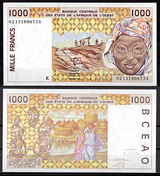 Западная Африка, Сенегал 1000 франков 2002 Pick 711 Kl бумага UNC (пресс) 7214-20-2-1