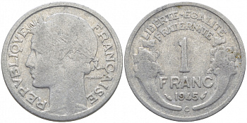 ФРАНЦИЯ 1 ФРАНК 1945 С KM 885а.3 алюминий 4448-322