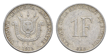 Бурунди 1 франк 1976 KM 19 алюминий 4649-423