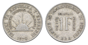 Бурунди 1 франк 1970 KM 18 алюминий 4649-417