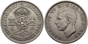 Великобритания 2 шиллинга (флорин) 1948 Георг VI (1936-1952) KM 878, Spink 4107 медно-никель 83-1715