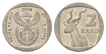 ЮАР 2 ранда 2008 KM 445 медь плакированная никелем 4628-217
