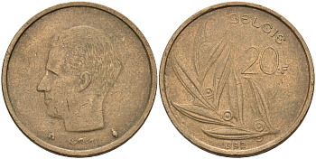 Бельгия 20 франков 1992 Belgie KM 160 никель бронза    4592-1217