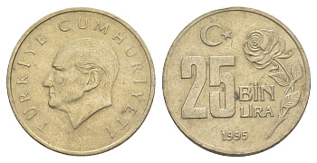 Турция 25000 лир 1995 Кемаль Ататюрк KM 1041 медь цинк никель 4648-914