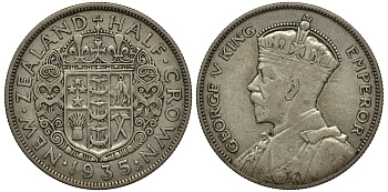 Новая Зеландия 1/2 кроны 1935 Георг V (1910-1936) KM 5 серебро 272-923