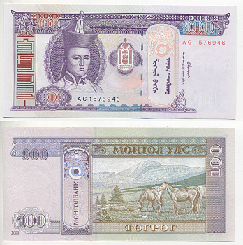Монголия 100 тугриков 2000 Сухэ Батор Pick 65а бумага UNC (пресс) 7221-10-2
