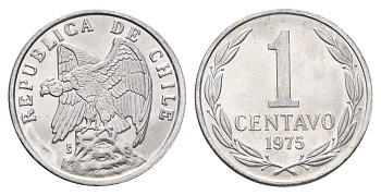 Чили 1 сентаво 1975 год-тип KM 203 алюминий UNC 4688-243