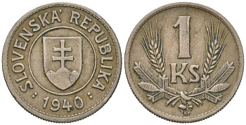 Словакия 1 крона 1940 KM 6 медно-никель 4617-762