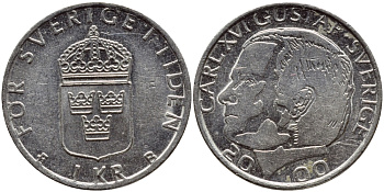 Швеция 1 крона 2000 Карл XVI Густав (1973- ) KM 852а медно-никель 60-736