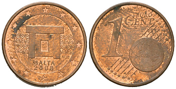Мальта 1 евроцент 2008 F KM 125 сталь плакированная медью 4136-927