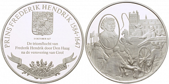 Нидерланды медаль ND серия великие правители, королева Вильгельмина (1880-1962), 36 мм, 17,5 гр  серебро  PROOF  1082-8-33