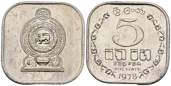 Шри-Ланка 5 центов 1978 KM 139a алюминий 4136-643