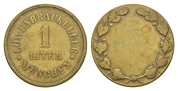 Германия, Мюнхен жетон 1 литра пива ND латунь 4638-146