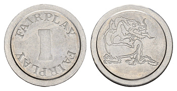 Италия жетон Fair Play диаметр 23 мм, вес 5,1 гр белый металл 4670-745