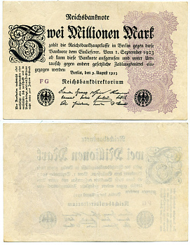 ГЕРМАНИЯ 2000000 МАРОК 1923 Pick 104а бумага 3295-52-1