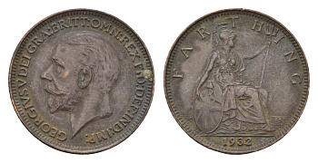 Великобритания 1 фартинг 1932 Георг V (1910-1936) KM 825, Spink 4061 бронза 4697-848