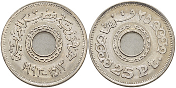 ЕГИПЕТ 25 ПИАСТРОВ 1993 ГОД 1413 KM 734 медно-никель 31-452