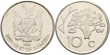 Намибия 10 центов 1998 KM 2 сталь плакированная никелем 4591-613