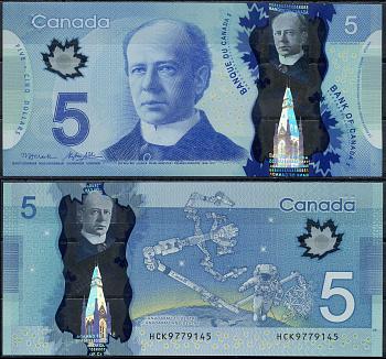 Канада 5 долларов 2013 Уилфрид Лорье, CANADARM2, астронавт в космосе Pick 106 b полимер UNC (пресс) 7523-7-4-2