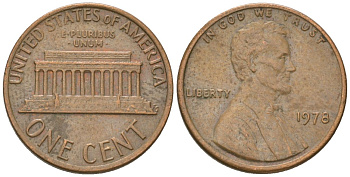 США 1 цент 1978 Линкольн KM 201 медь цинк 4549-663