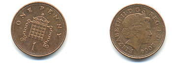 Великобритания 1 пенни 2004 Елизавета II (1952-2022) KM 986, Spink 4710 (B5) сталь плакированная медью 177-553