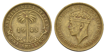 Британская Западная Африка 1 шиллинг 1943 Георг VI (1936-1952) KM 23 никель латунь 24-155