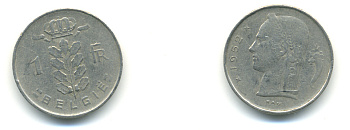 Бельгия 1 франк 1952 Belgie, Бодуэн I (1951-1993) KM 143.1 медно-никель 176-546