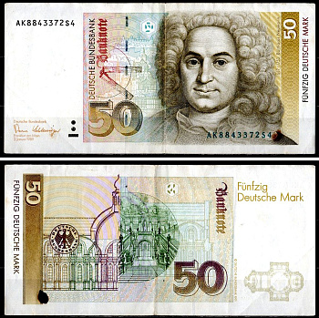 ФРГ 50 марок 1989 Pick 40 a бумага 451-597-3