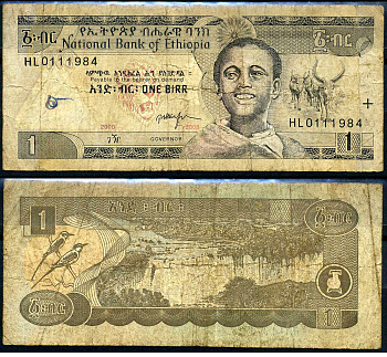 Эфиопия 1 быр ED 2000 AD 2008 Pick 46 e бумага 8592-5-4-1