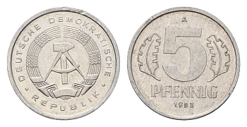 ГДР 5 пфеннигов 1983 KM 9.2 алюминий 4617-135