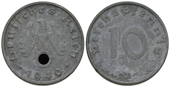 Германия 10 рейхспфеннигов 1940 B KM 101, J. 371 цинк  4641-637