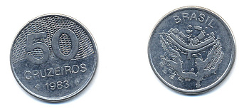 БРАЗИЛИЯ 50 КРУЙЗЕЙРО 1983 KM 594.1 сталь aUNC 51-4816