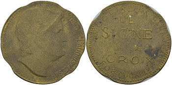 ФРАНЦИЯ ЖЕТОН ND КЛАВДИЙ ЦЕЗАРЬ, ДИАМЕТР 29 ММ. латунь 98-814