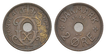 Дания 2 эре 1931 N, Кристиан X (1912-1947) KM 827 бронза 4658-236
