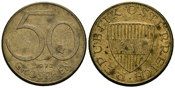 Австрия 50 грошей 1972 KM 2885 алюминиевая бронза 4173-1152