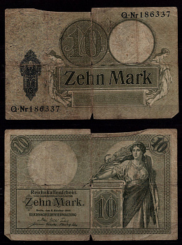 Германия 10 марок 1906 Женщина,аллегорические женщины Pick 9 a бумага 7547-61-3-1